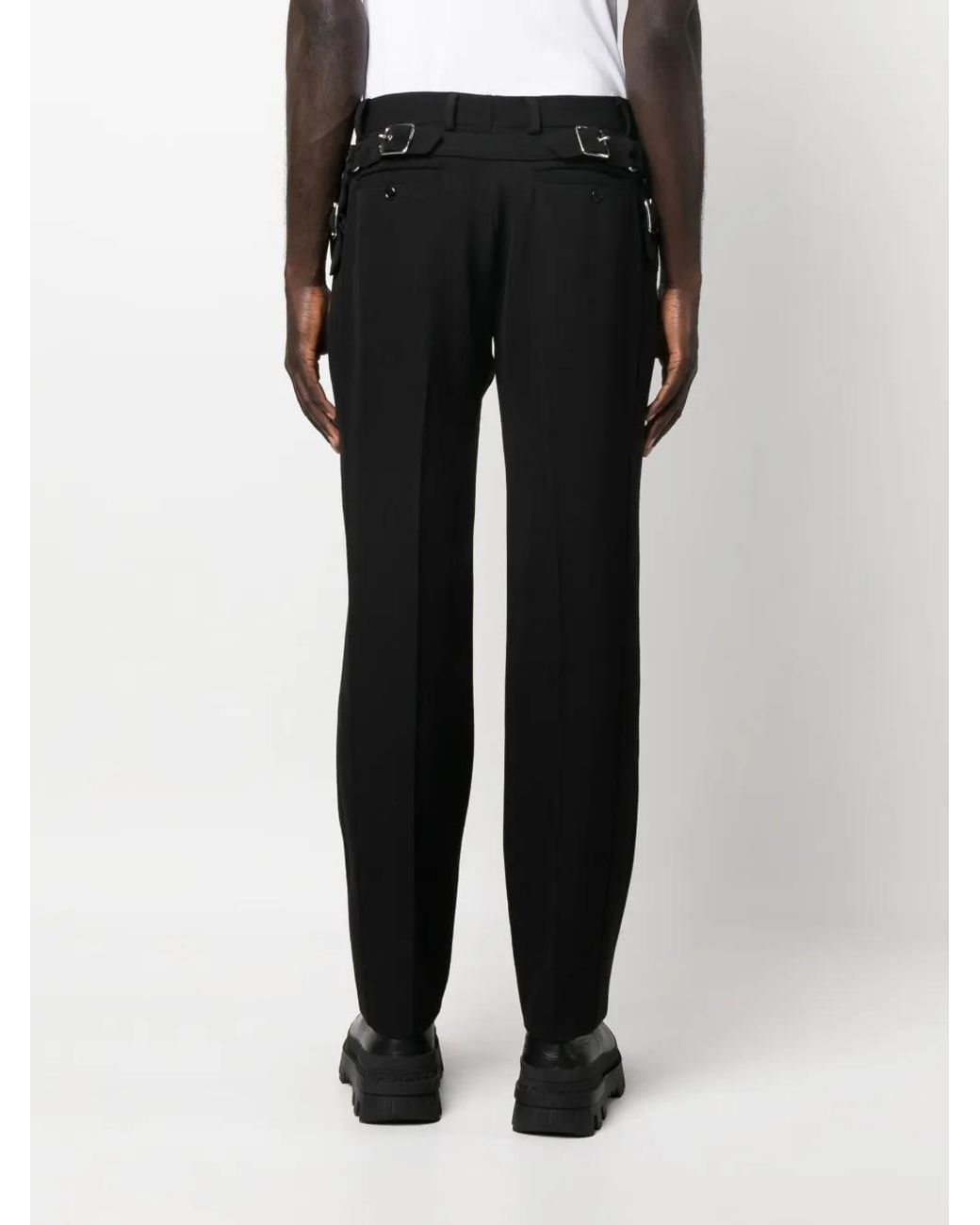Moschino Black Waist-Tabs Tailored Trousers for men