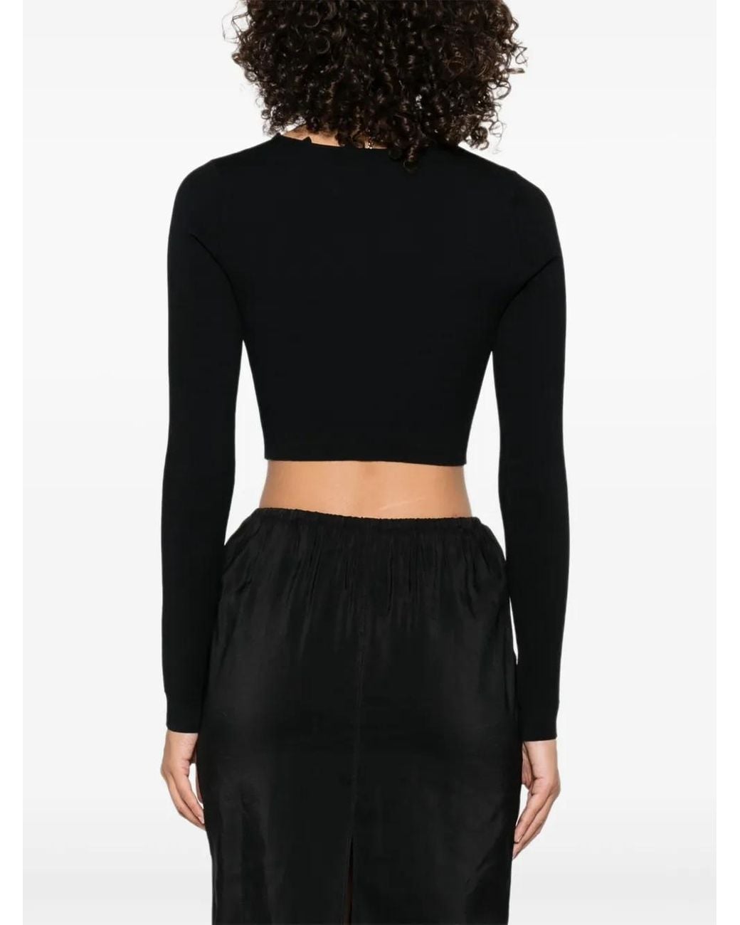 Nanushka Black Button-Front Ruffled Cardigan