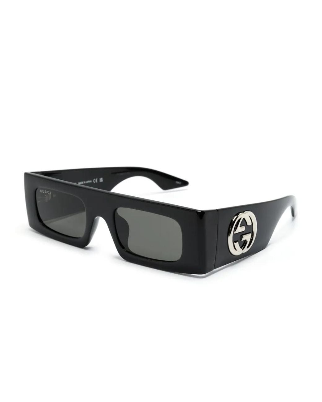 Gucci Gray Double G Rectangular-Frame Sunglasses