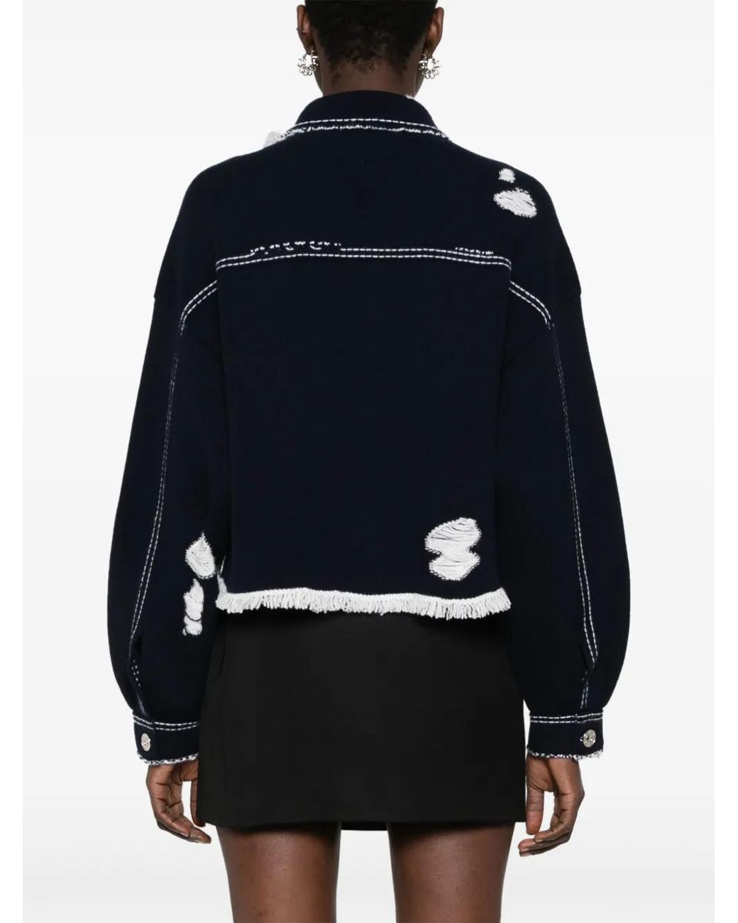 Barrie Black Fringed Denim Jacket