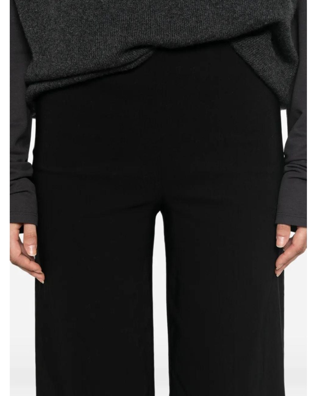 Liviana Conti Black Cropped Wide-Leg Trousers