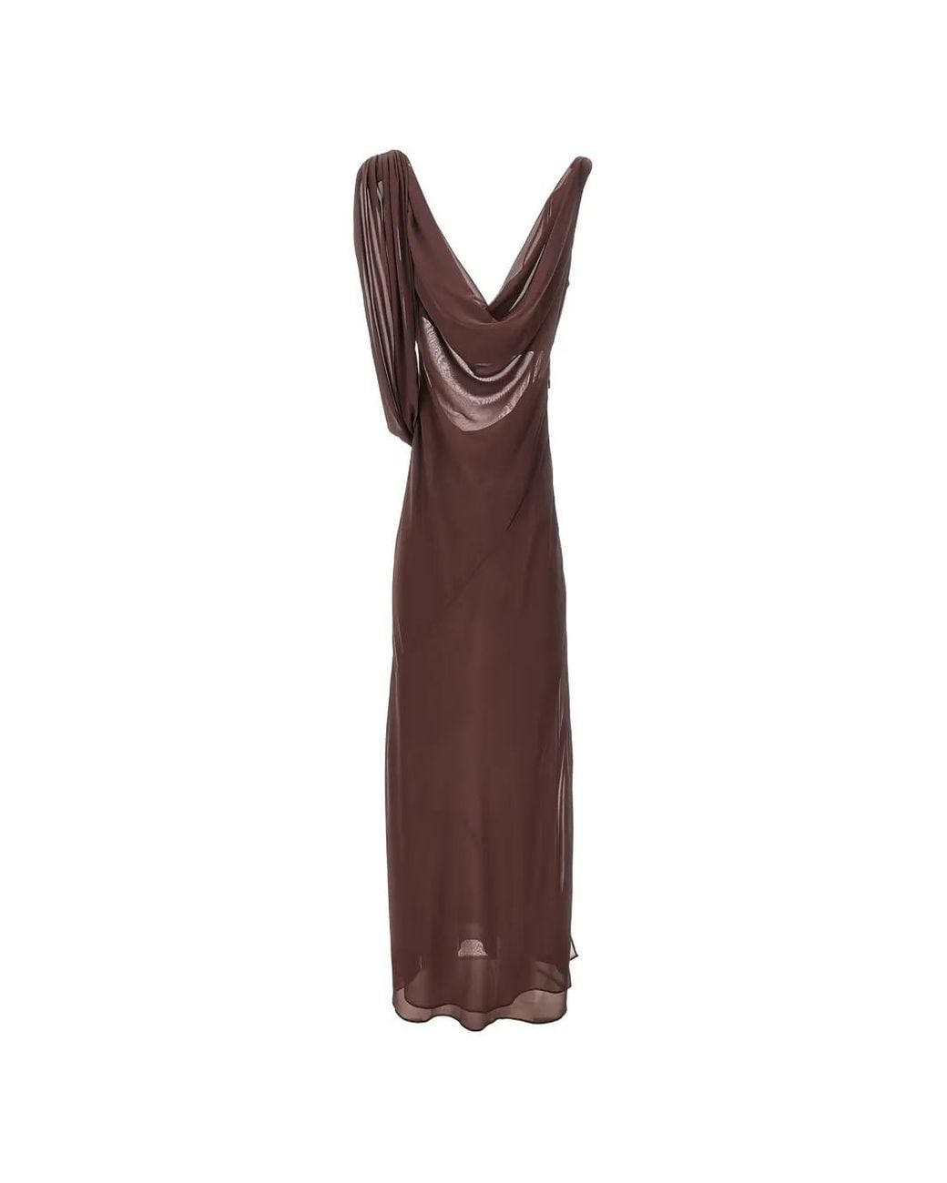 ANDAMANE Brown Draped Tie-Detail Dress
