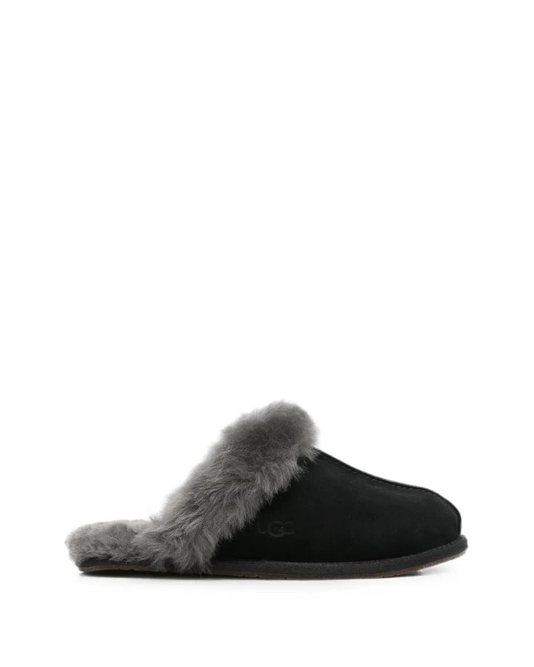 Ugg Black Mules Scuffette Ii En Cuir Doublées De Peau Lainée