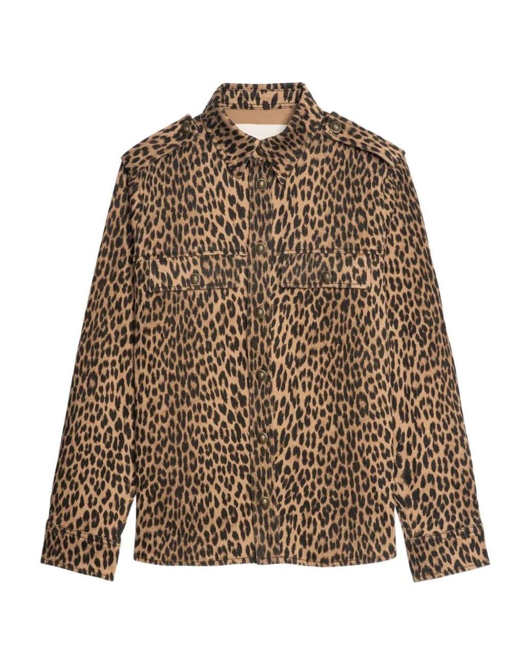 Zadig & Voltaire Brown Leopard-Print Button-Fastening Shirt