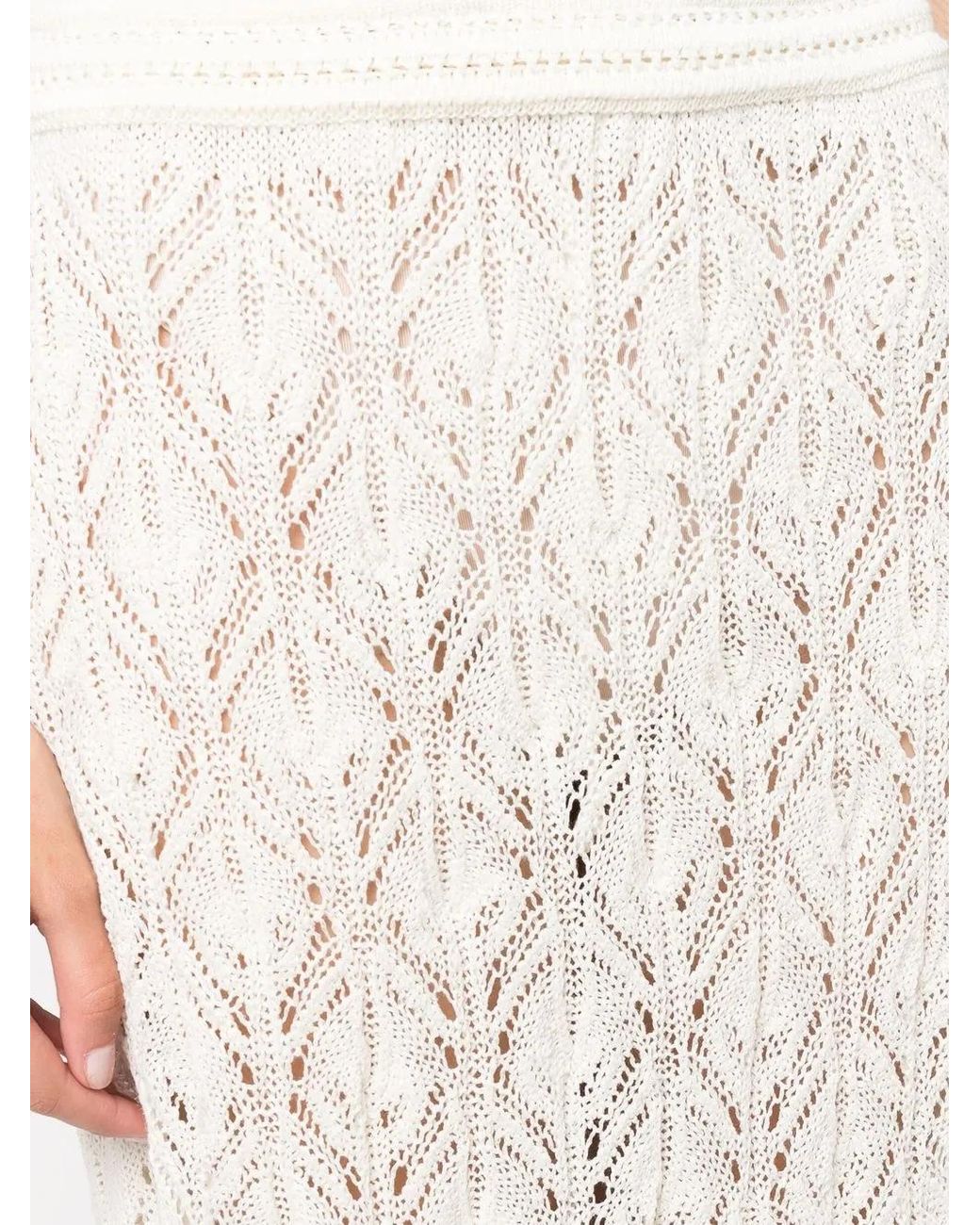 LeKasha White Amon Crochet-Knit Maxi Skirt