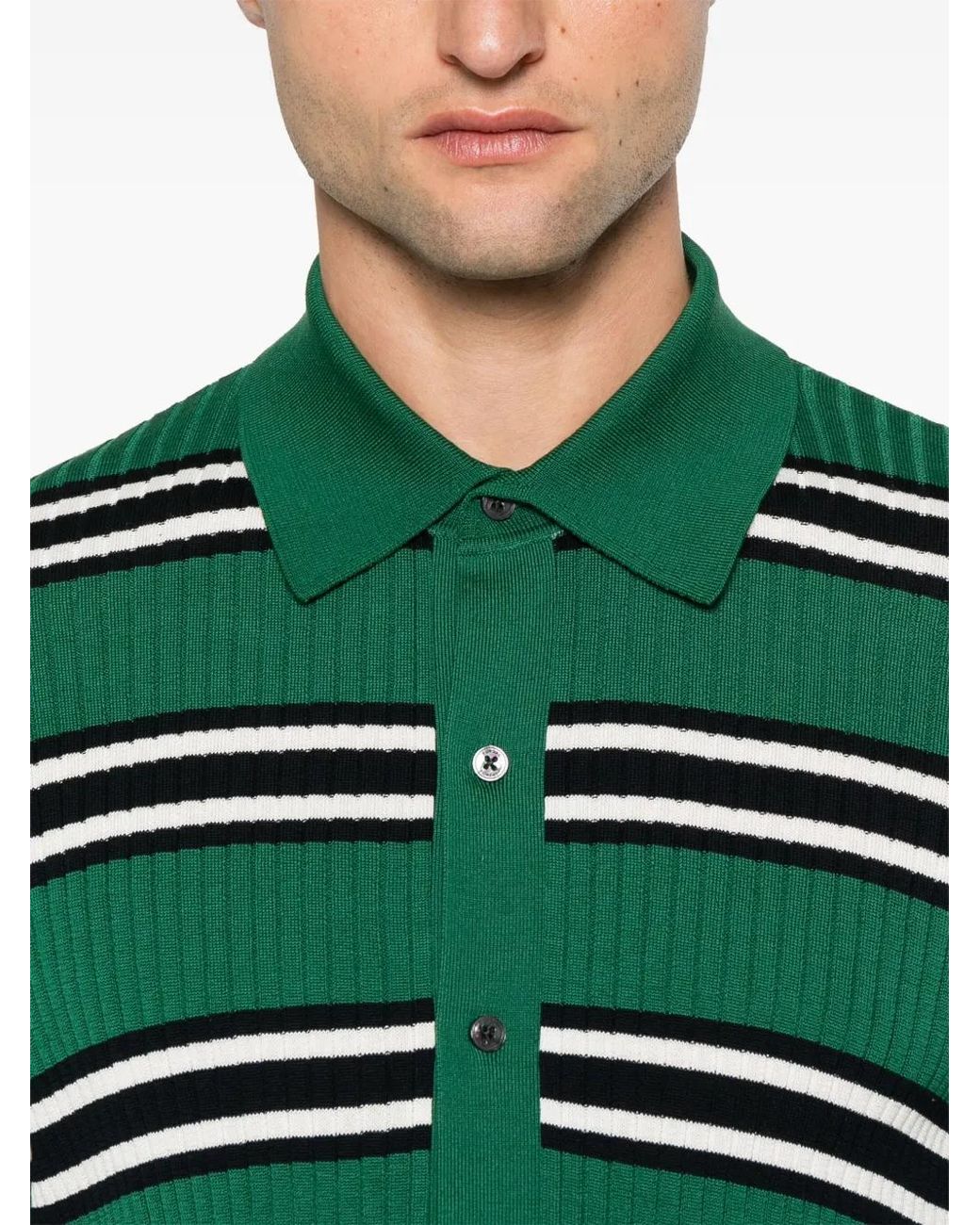 Fursac Green Striped Polo Short for men