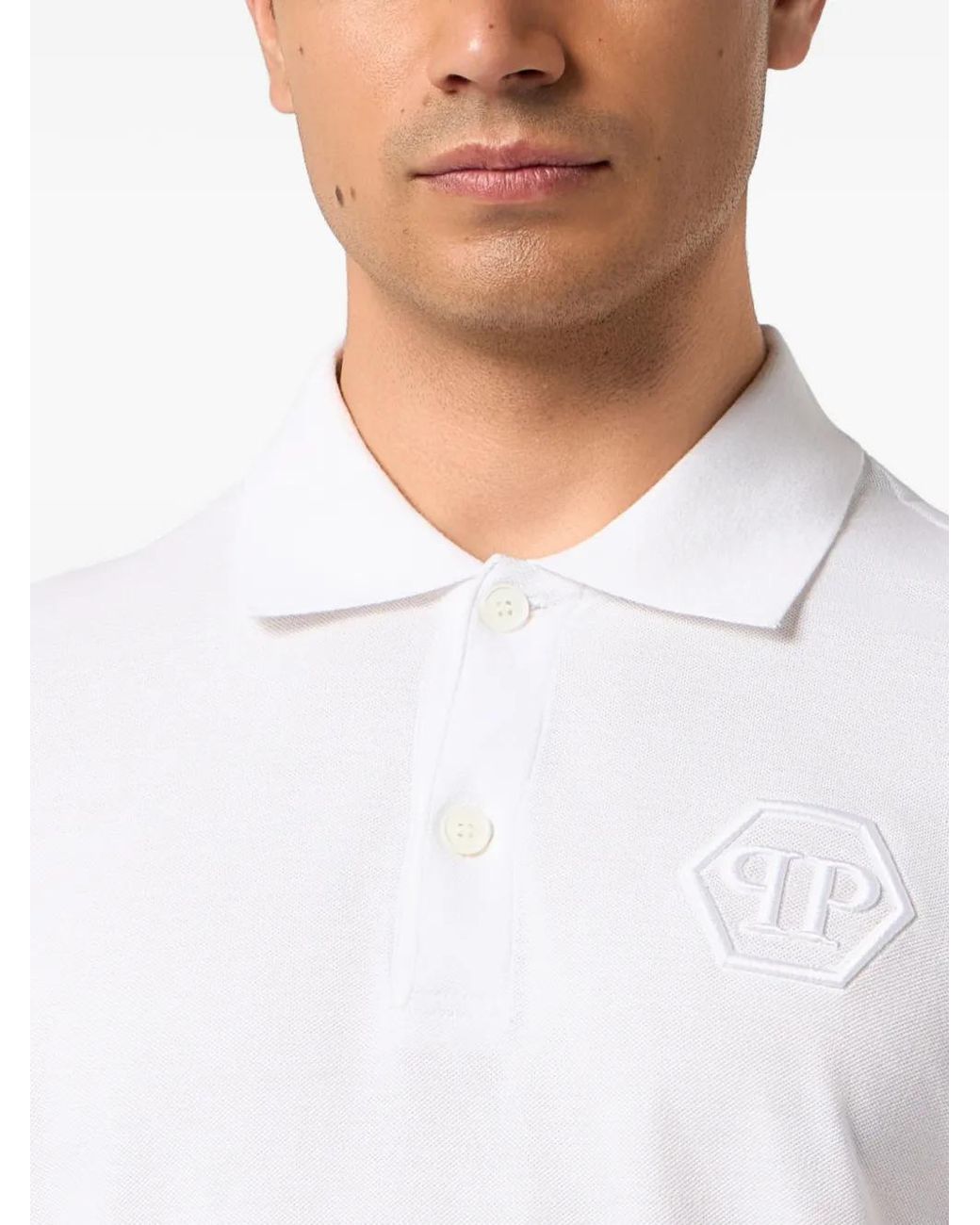 Polo Con Bordado Hexagonal Philipp Plein de hombre de color White