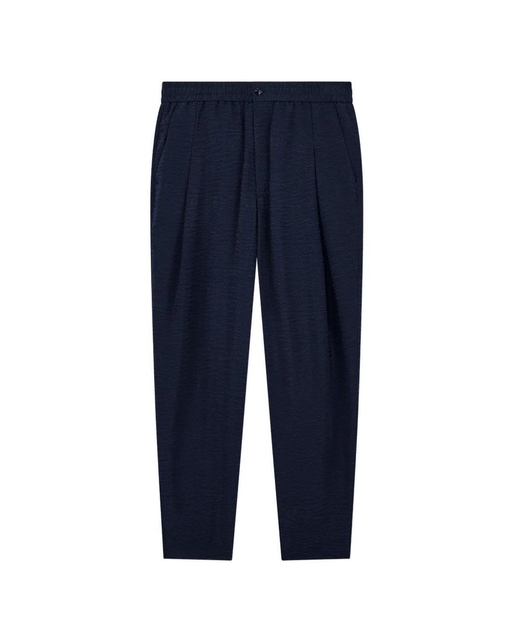 Giorgio Armani Blue Crinkled-Effect Tapered Trousers for men