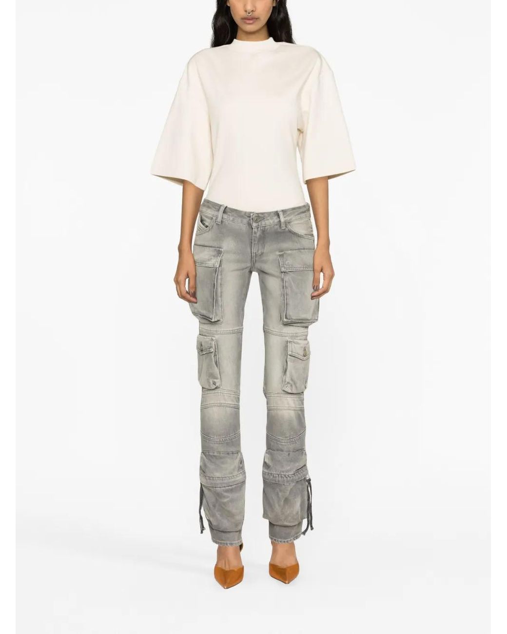 The Attico Gray Essie Tapered Cargo Jeans