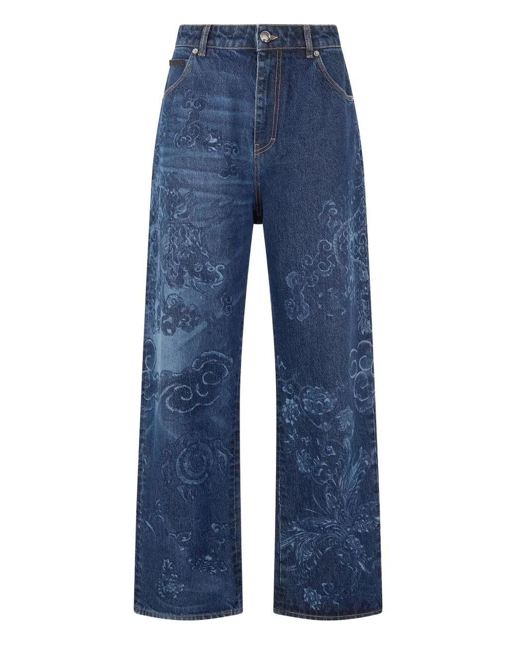 Roberto Cavalli Blue Dragon-Motif Jeans for men