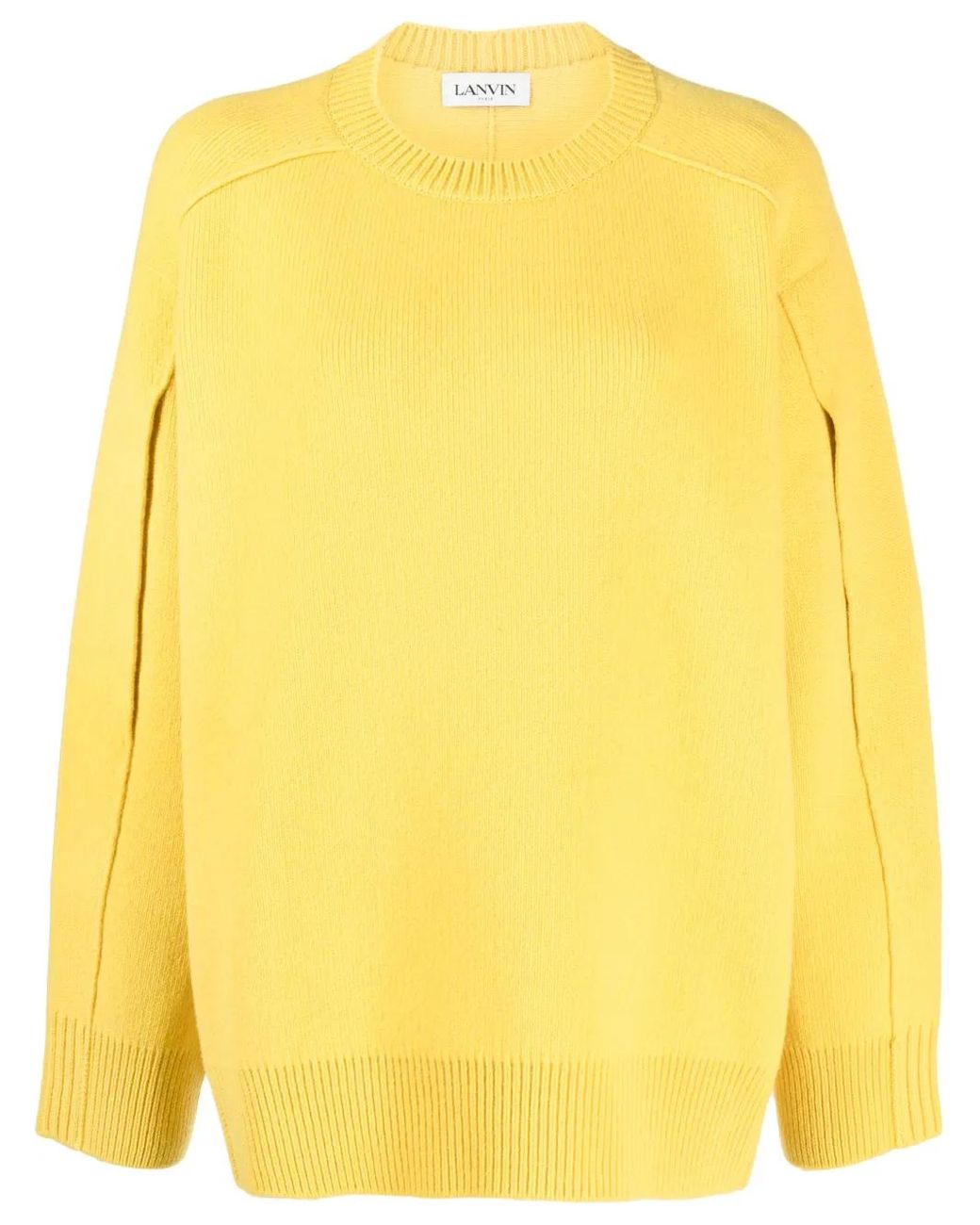 Lanvin Yellow Round Neck Cocoon Cape Jumper