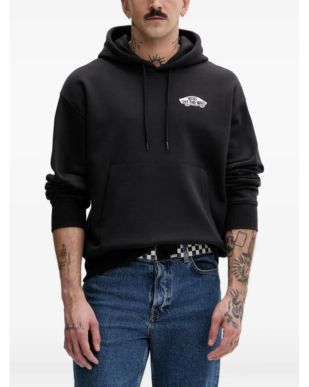 Vans Black Logo-Print Drawstring Hoodie for men
