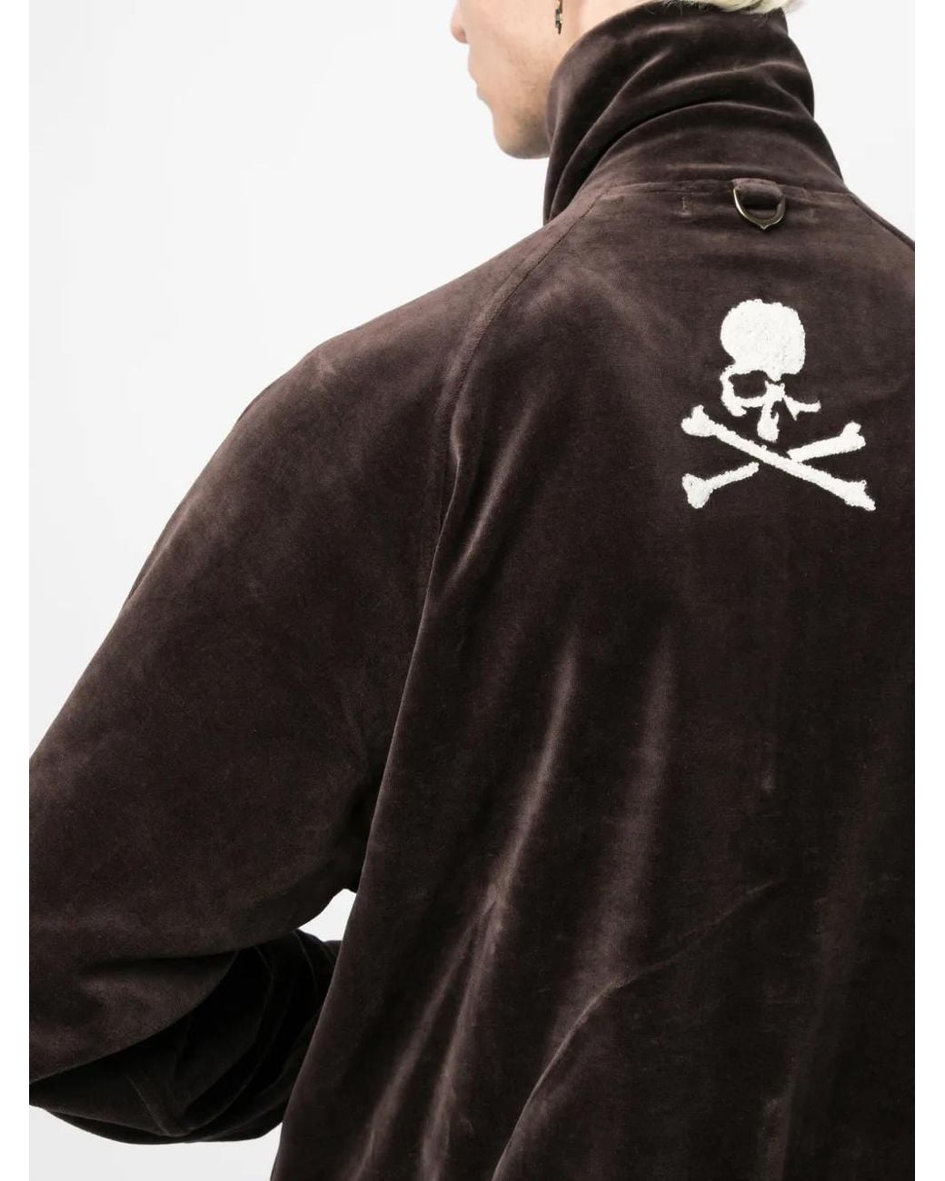 MASTERMIND WORLD Black Skull-Embroidered Zip-Up Jacket for men