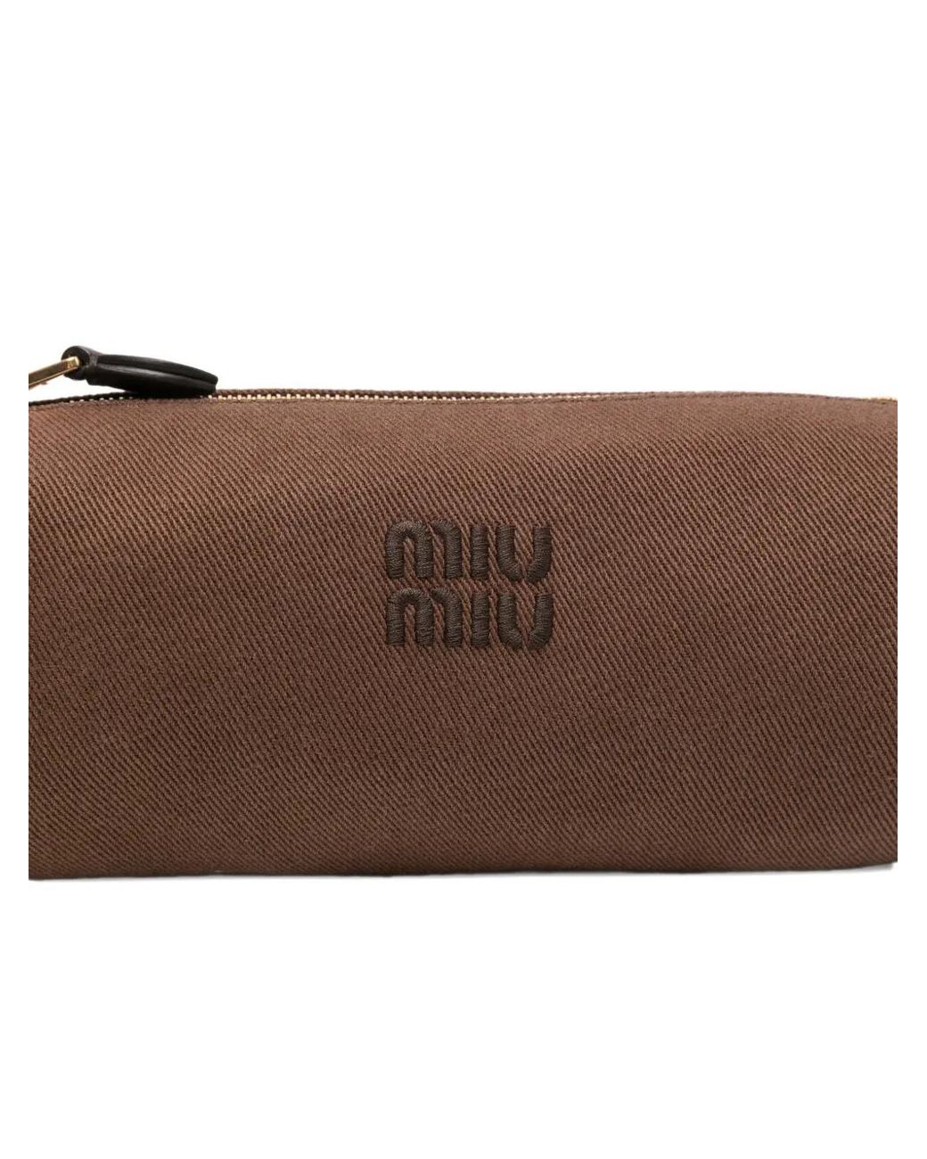 Miu Miu White Gabardine Cylindrical Shoulder Bag