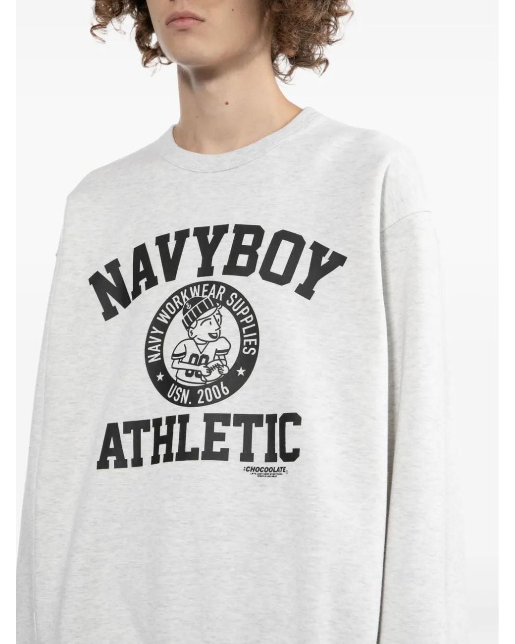 Chocoolate White Graphic-Print Sweatshirt for men