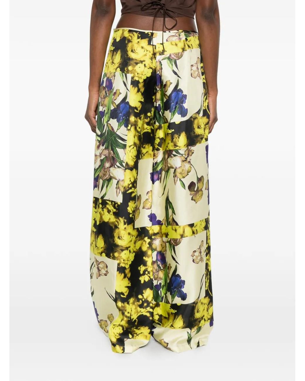 Erika Cavallini Semi Couture Yellow Floral Print Trousers