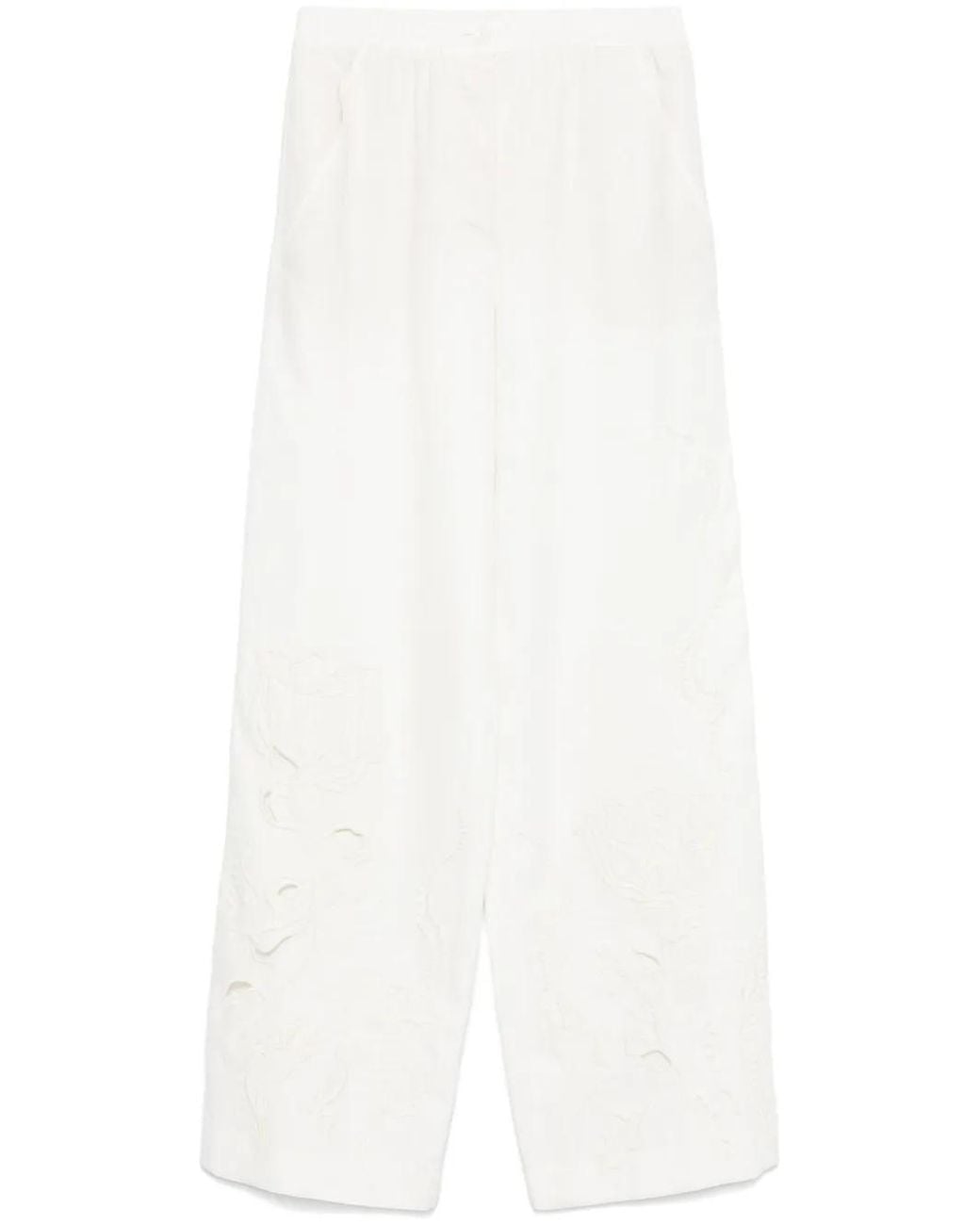 Dorothee Schumacher White Floral-Embroidered Trousers