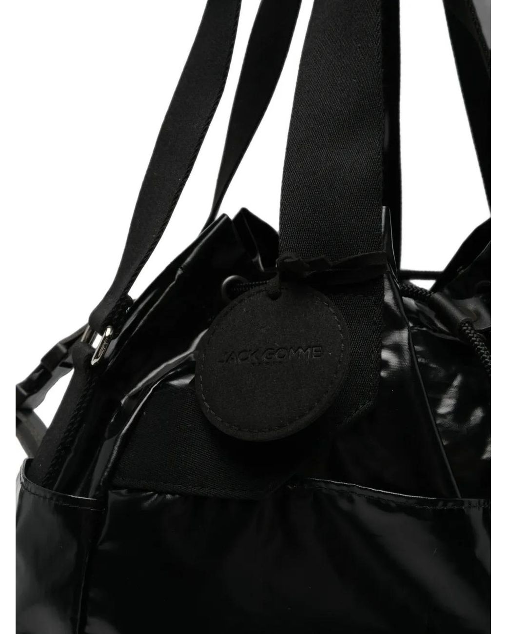 Jack Gomme Black Glossige Schultertasche Mit Kordelzug