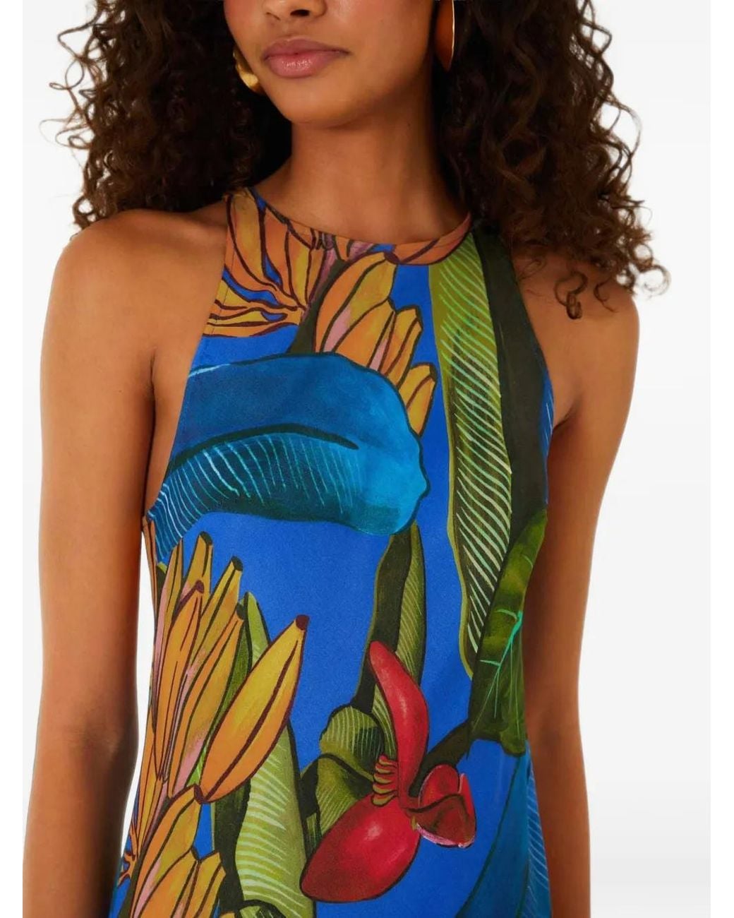 Farm Rio Blue Banana Grapes Sleeveless Lenzing Ecovero Maxi Dress