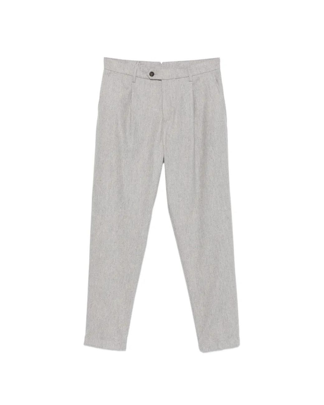Eleventy Gray Pleated-Detail Trousers for men