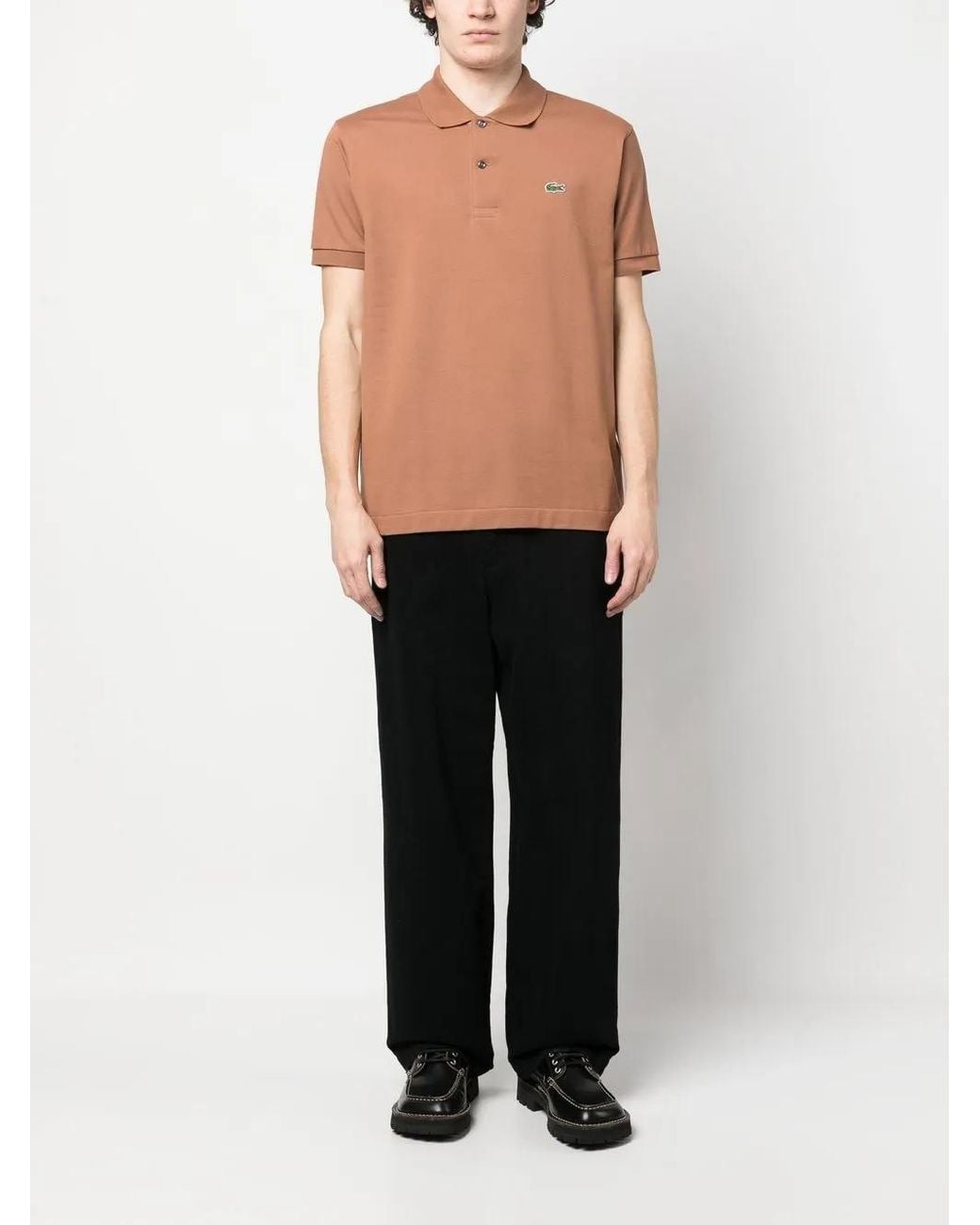 Lacoste Brown Logo-Patch Polo Shirt for men