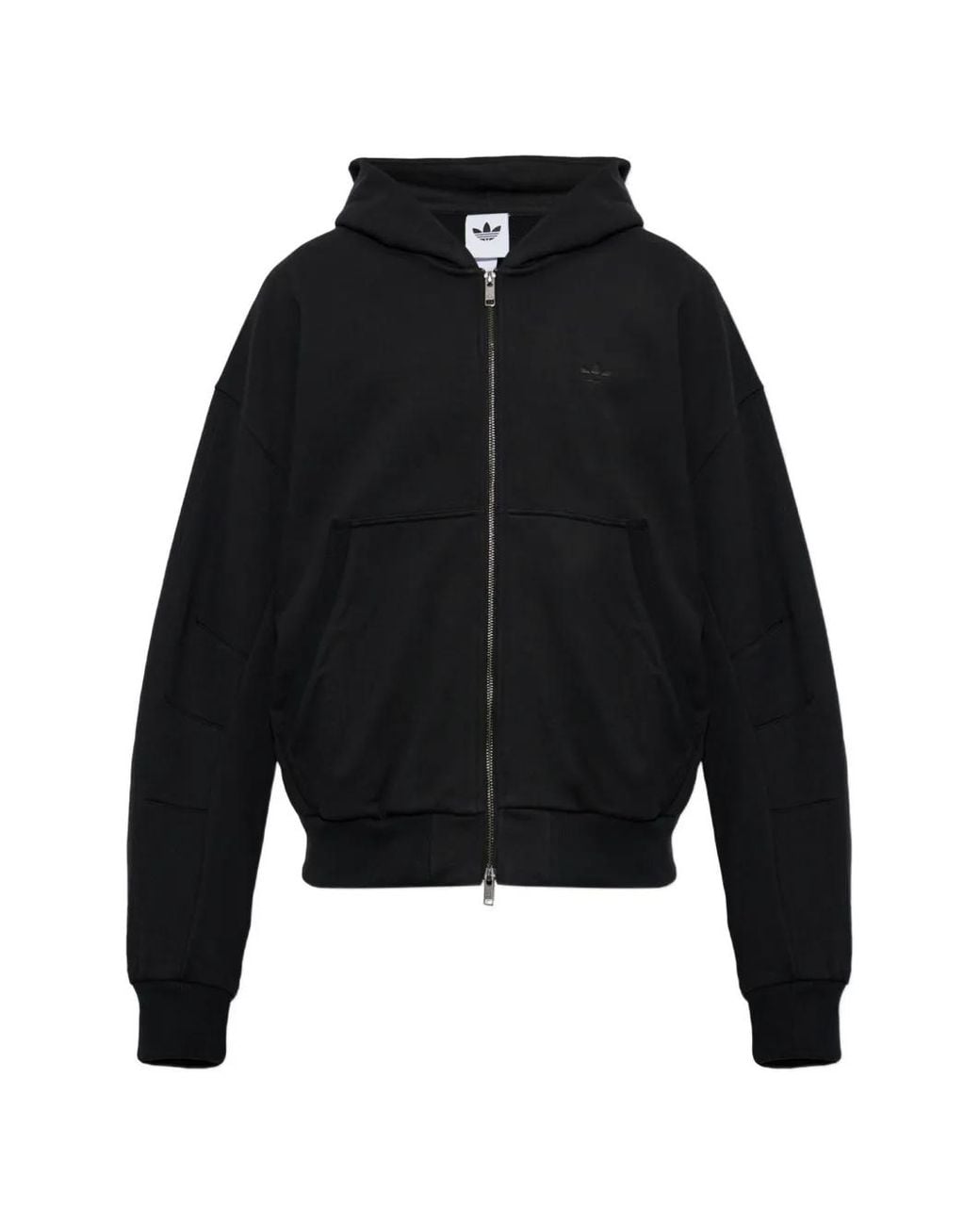 Adidas Black Premium Essentials Cropped Full-Zip Hoodie for men
