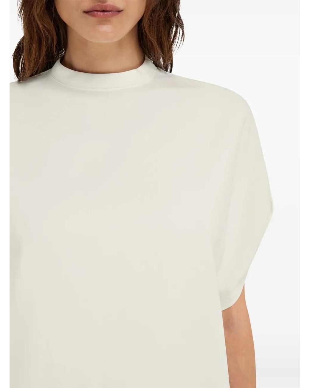 Ferragamo White Crew Neck T-Shirt With Turned Up Sleeve