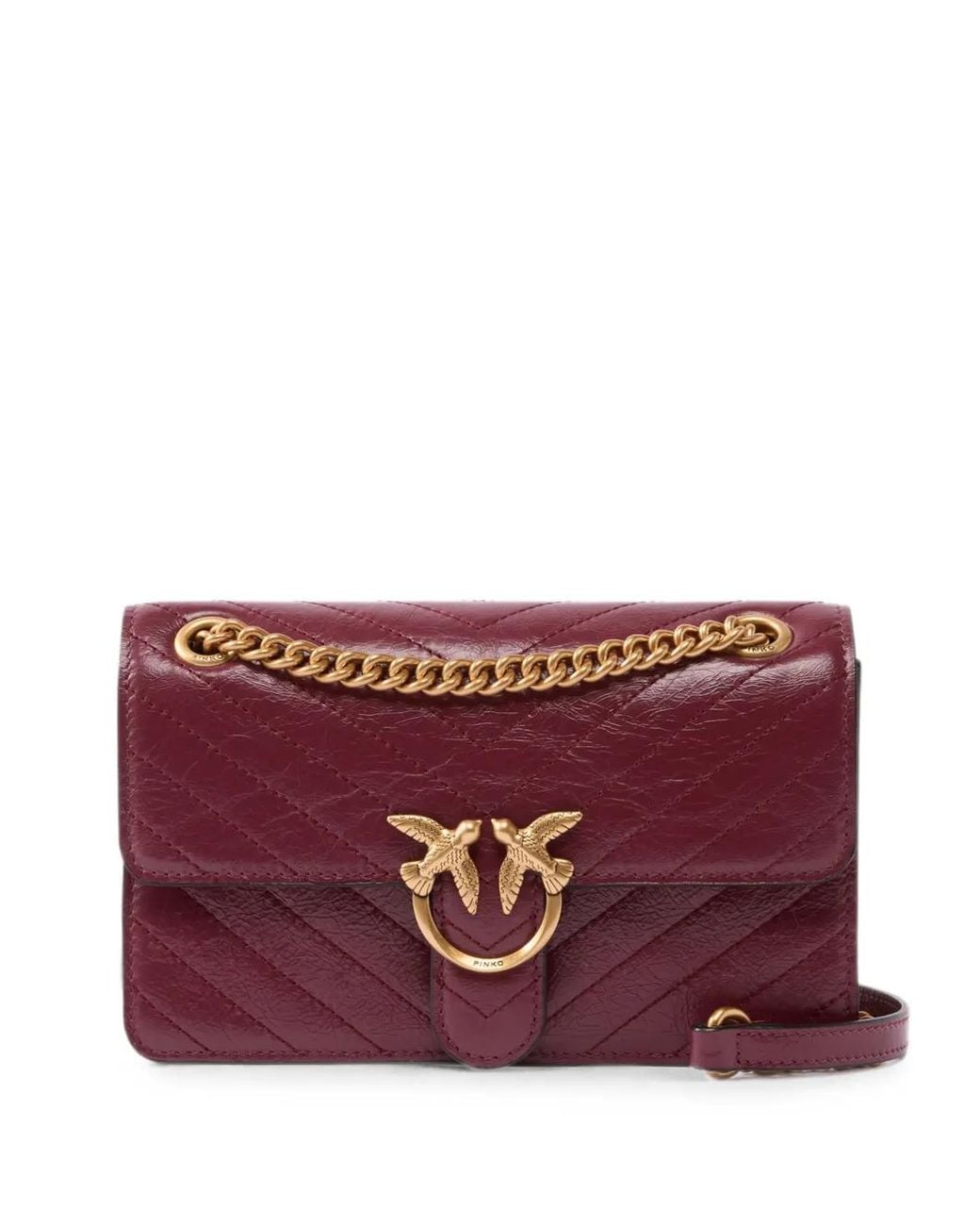 Pinko Purple Love Birds Chevron-Quilted Shoulder Bag