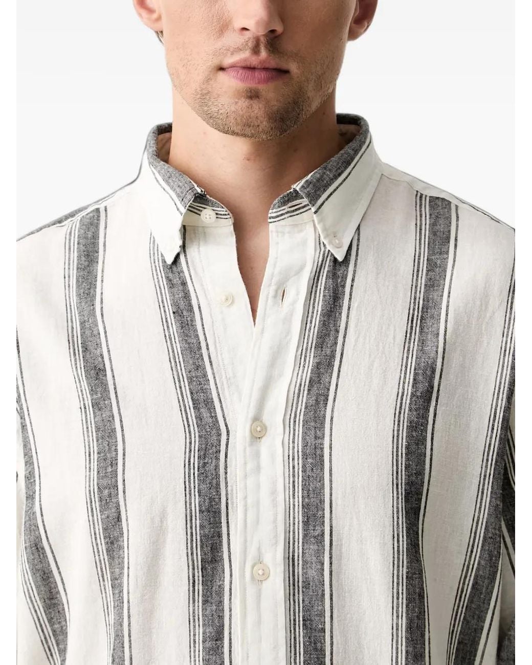 Gant Gray Vertical-Stripe Button-Down Shirt for men