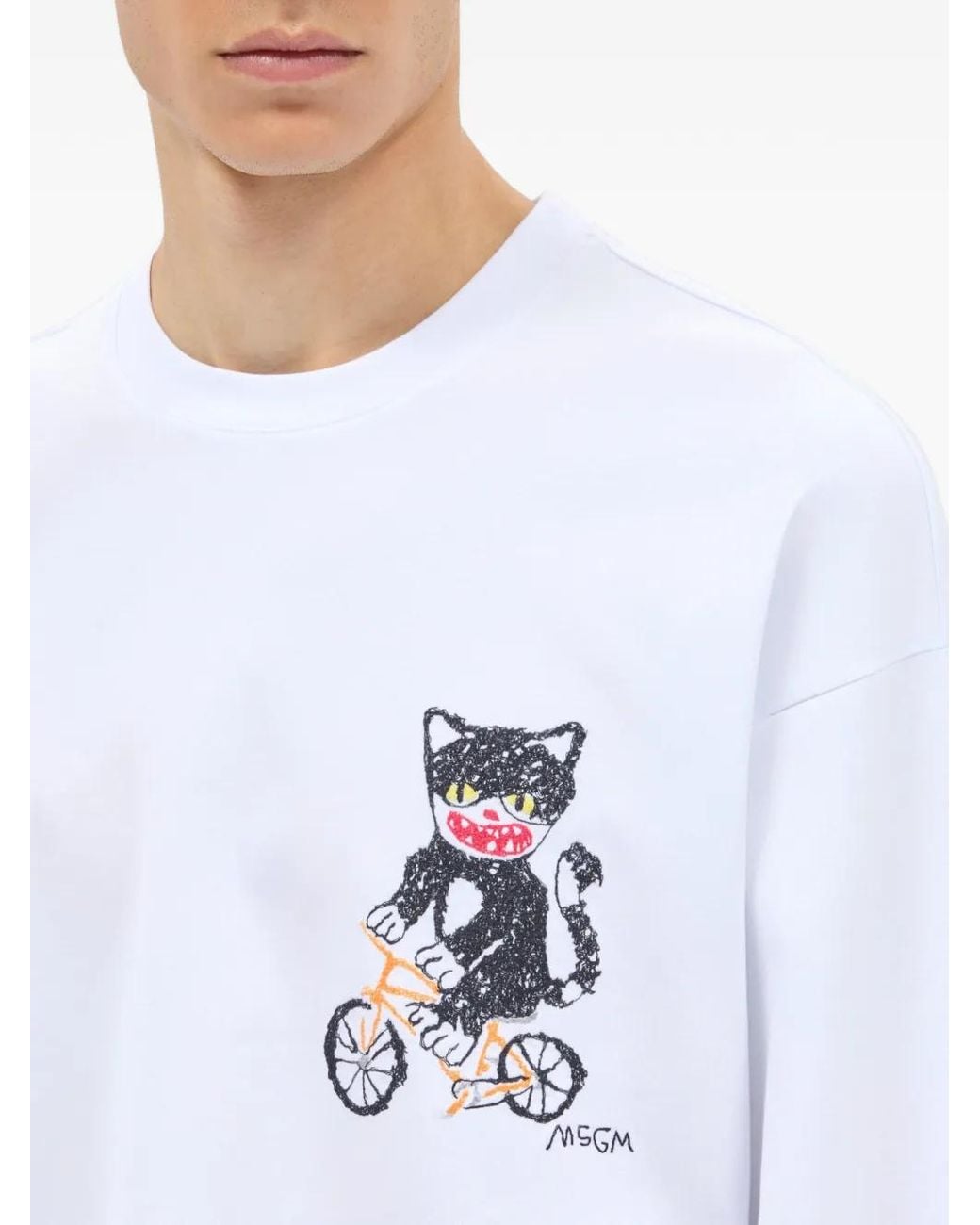 MSGM White Graphic-Print T-Shirt for men