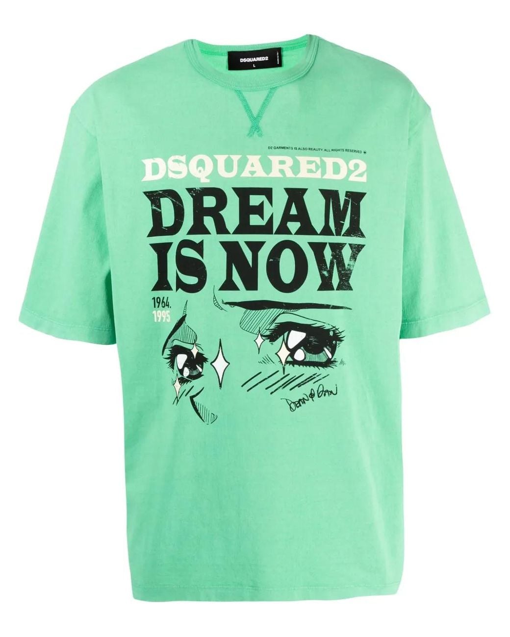 DSquared² Green Logo-Print Cotton T-Shirt for men
