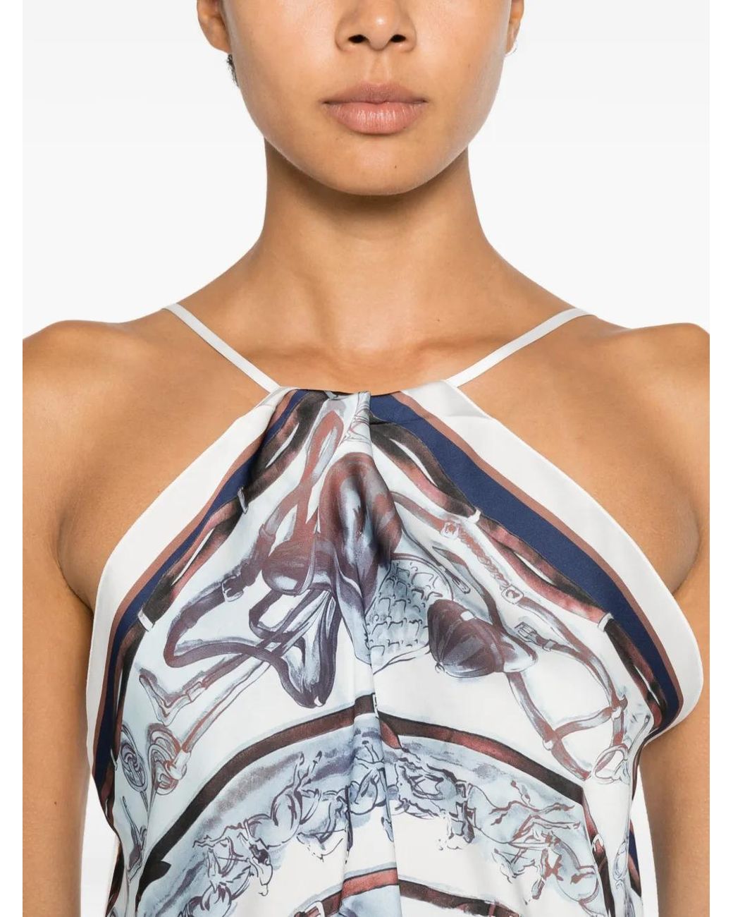 D.exterior White Graphic-Print Halterneck Scarf