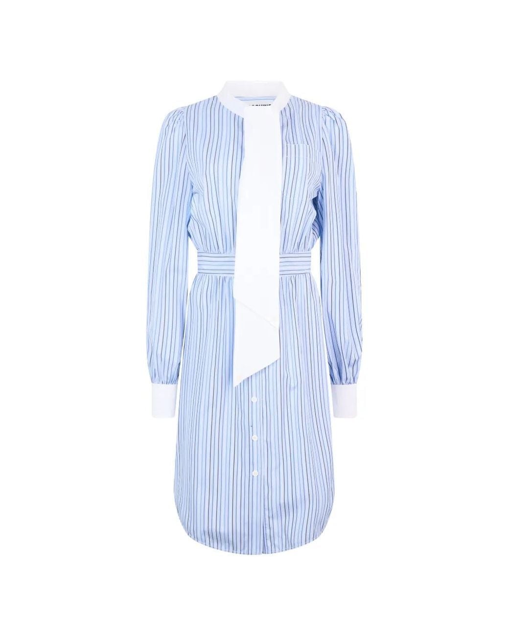 Moschino Blue Striped Tie-Detail Dress