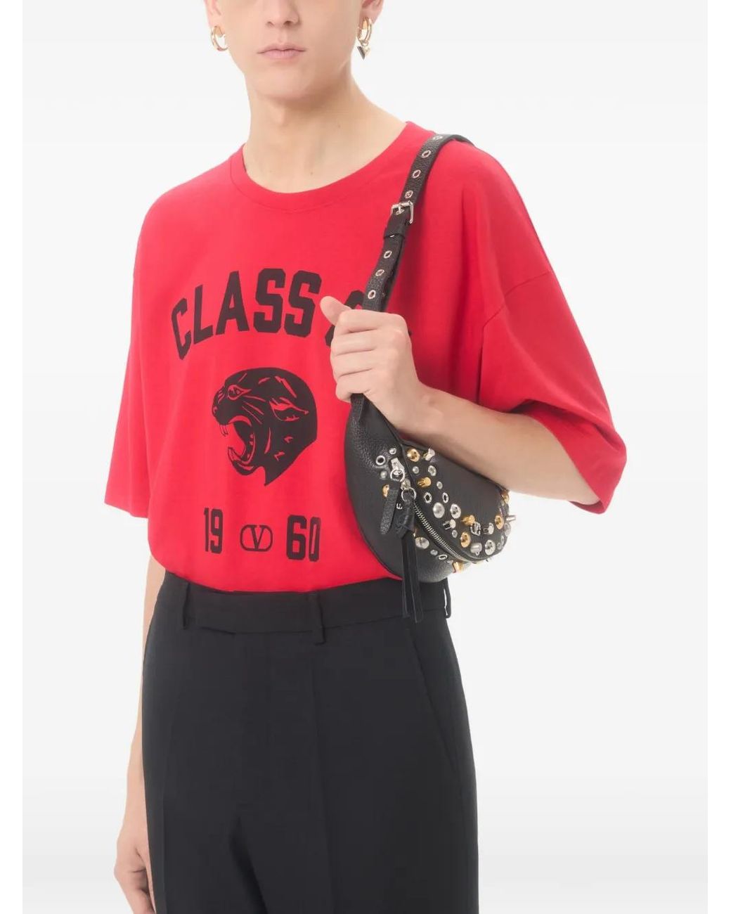 Valentino Garavani Pink Cotton T-Shirt With Panther Print for men