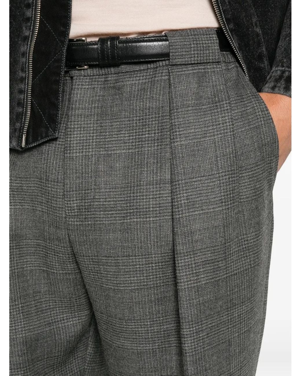 Briglia 1949 Gray Portobellos Check Pleated Trousers for men