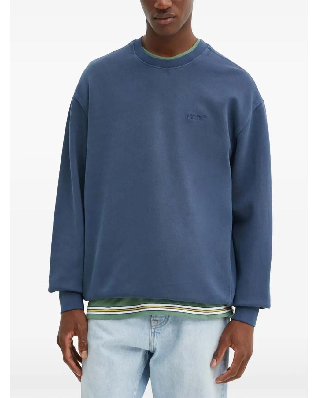 Levi's Blue Logo-Embroidered Sweatshirt for men