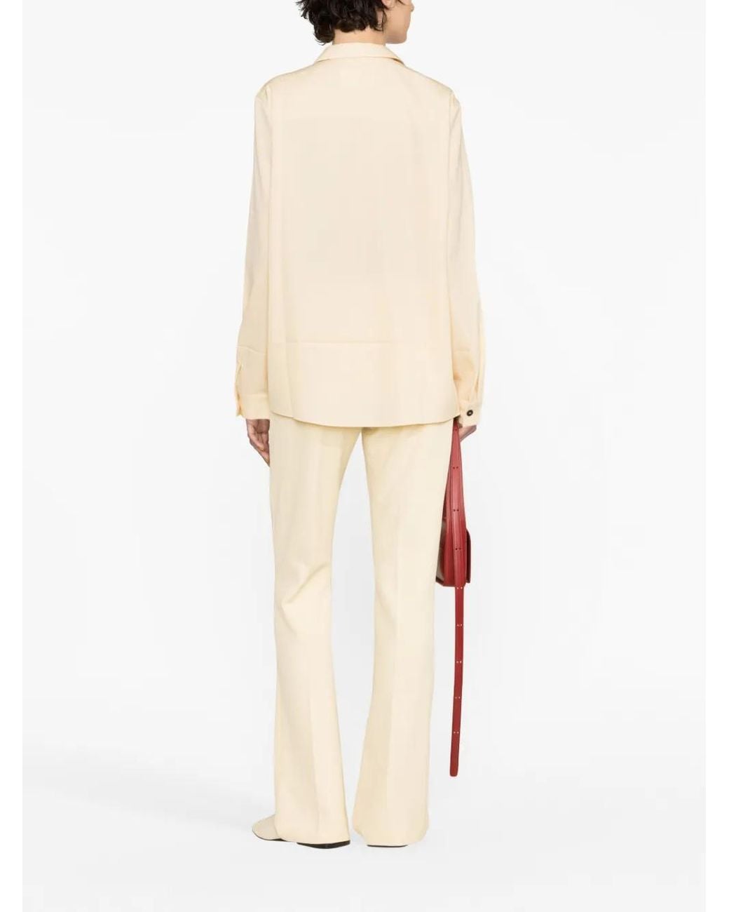 Jil Sander Natural Long-Sleeve Wool Shirt