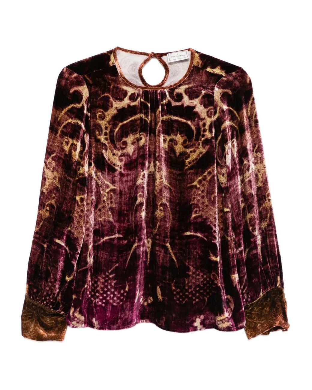 Pierre Louis Mascia Red Patterned Velvet Blouse