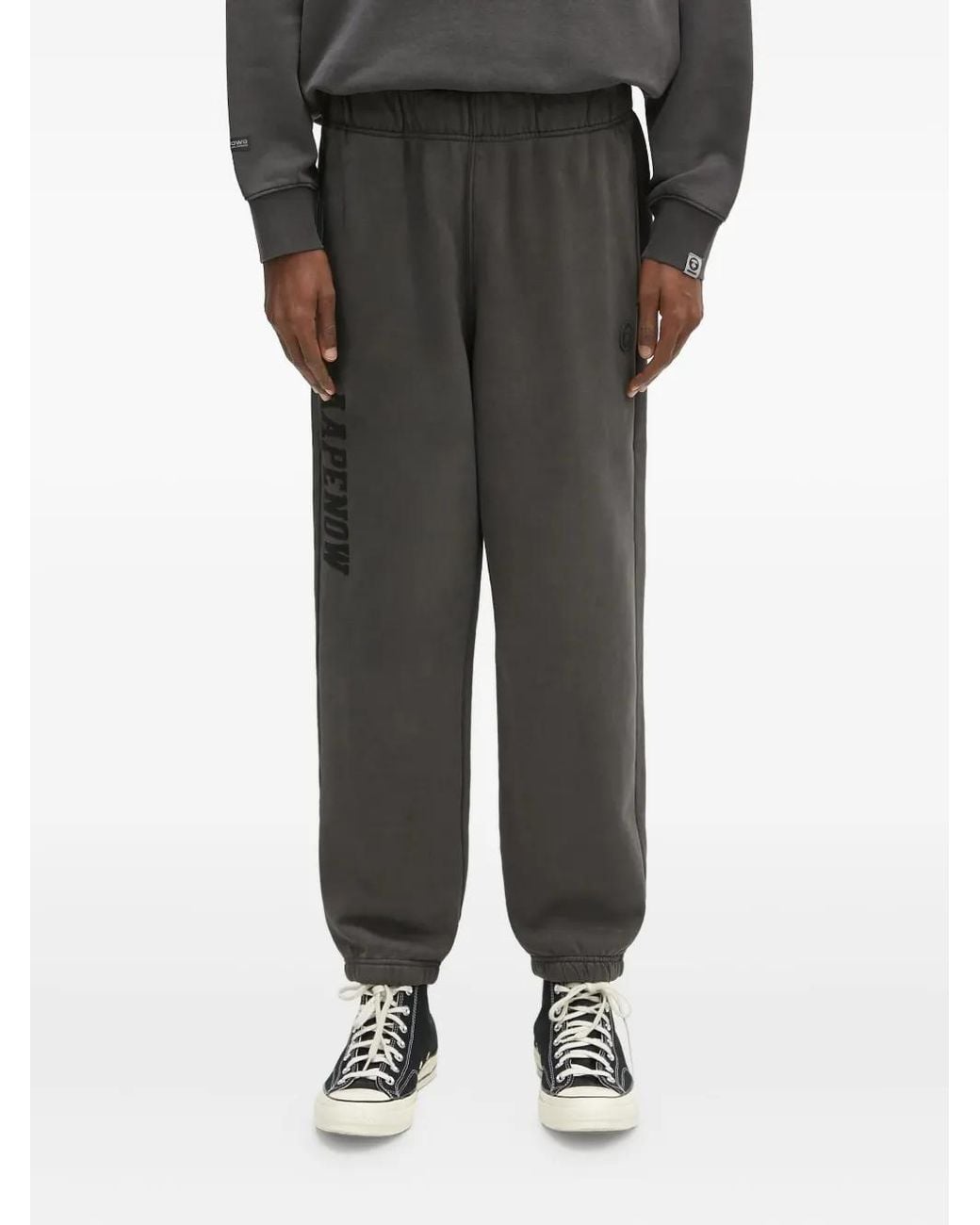 Aape By A Bathing Ape Black Logo-Patch Track Pants for men