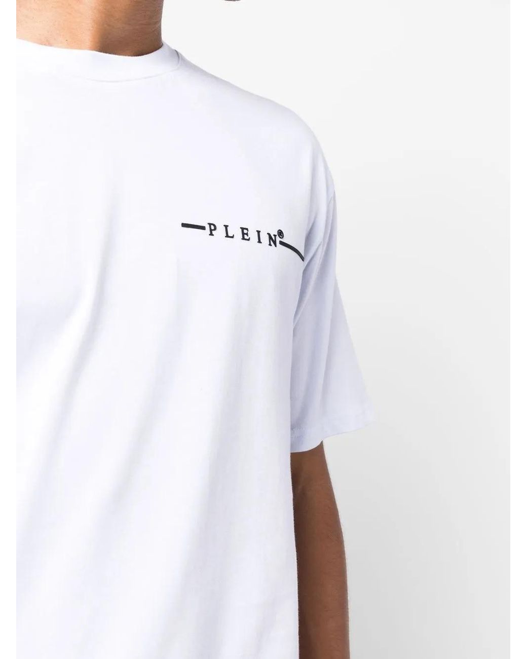 Philipp Plein White Flocked Logo-Print T-Shirt for men