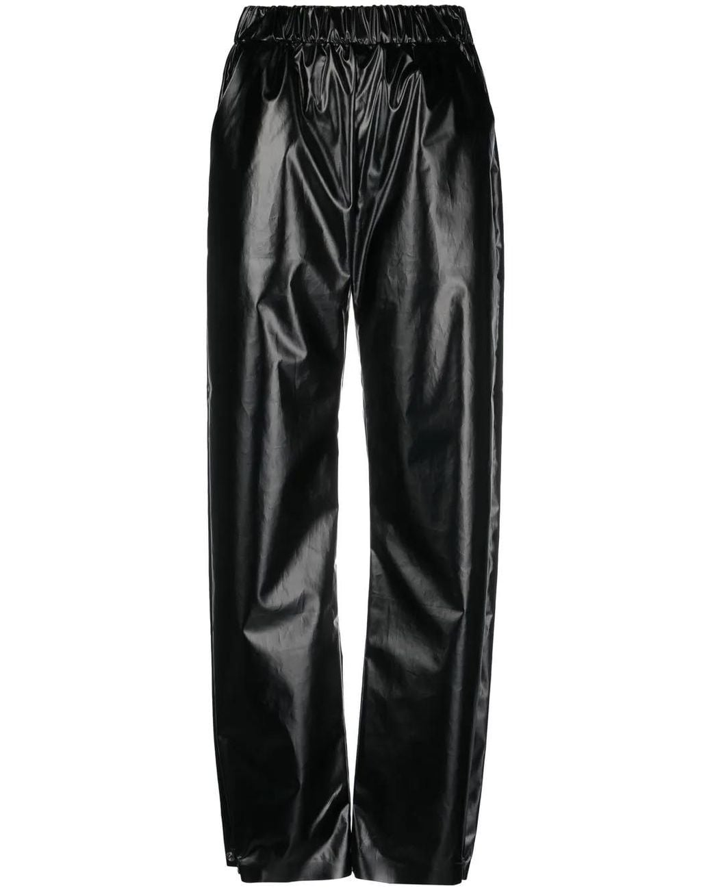 Kassl Black High-Shine Straight-Leg Trousers