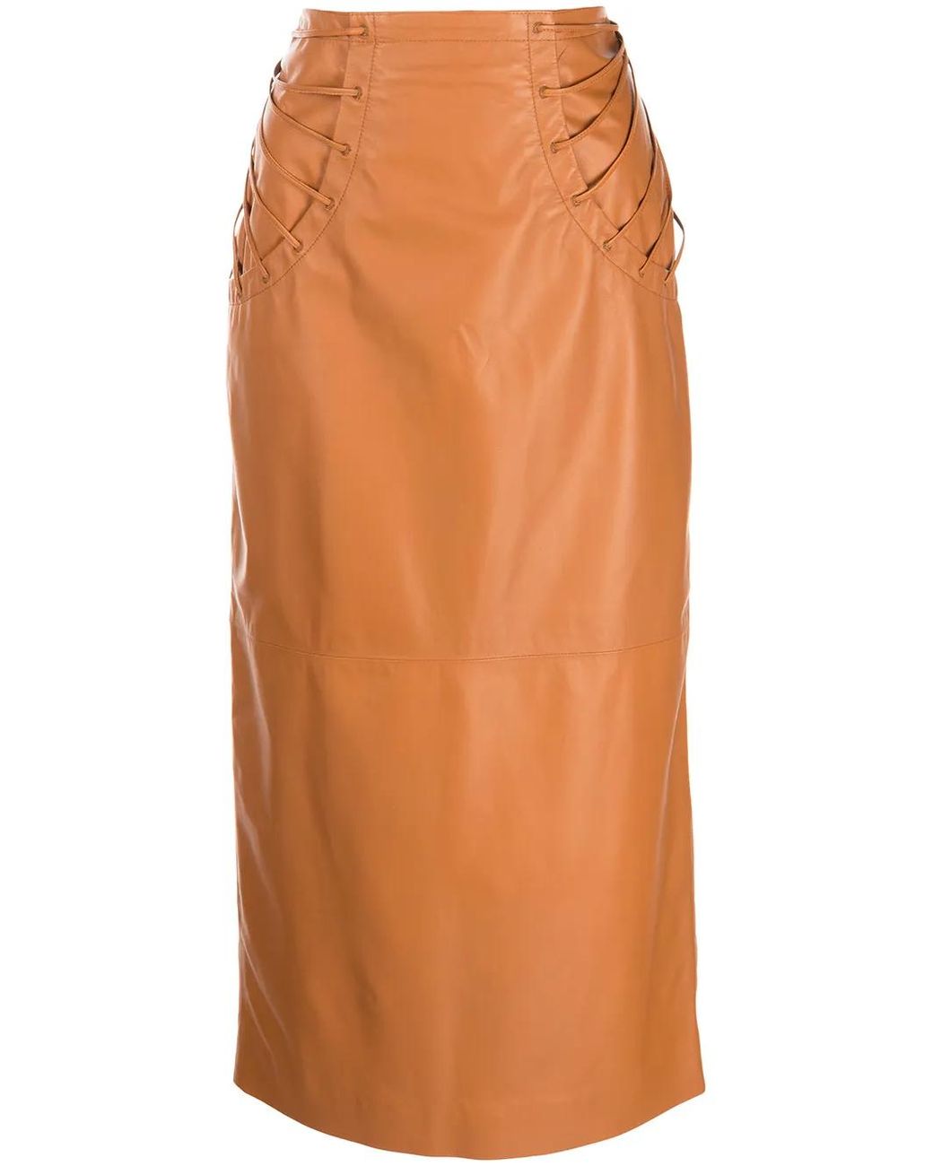 Rochas Orange Pencil Midi Skirt