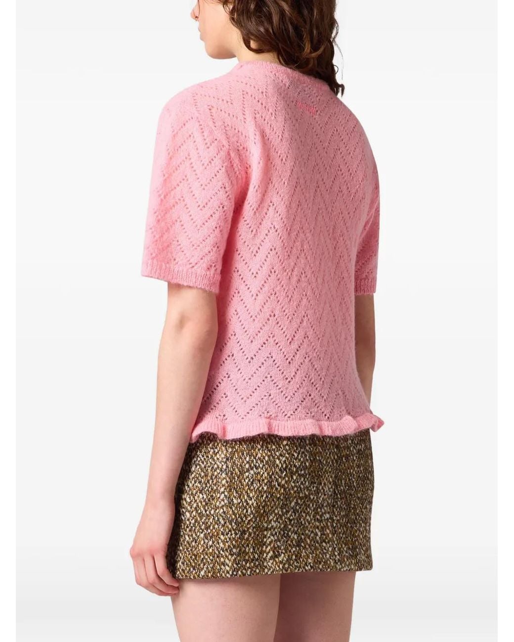 MSGM Pink Pullover Mit Chevron-Strick