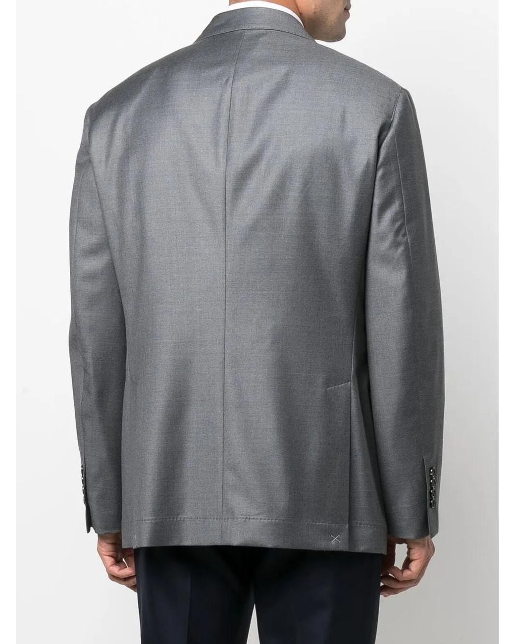 Brunello Cucinelli Gray Double-Breasted Wool Blazer for men