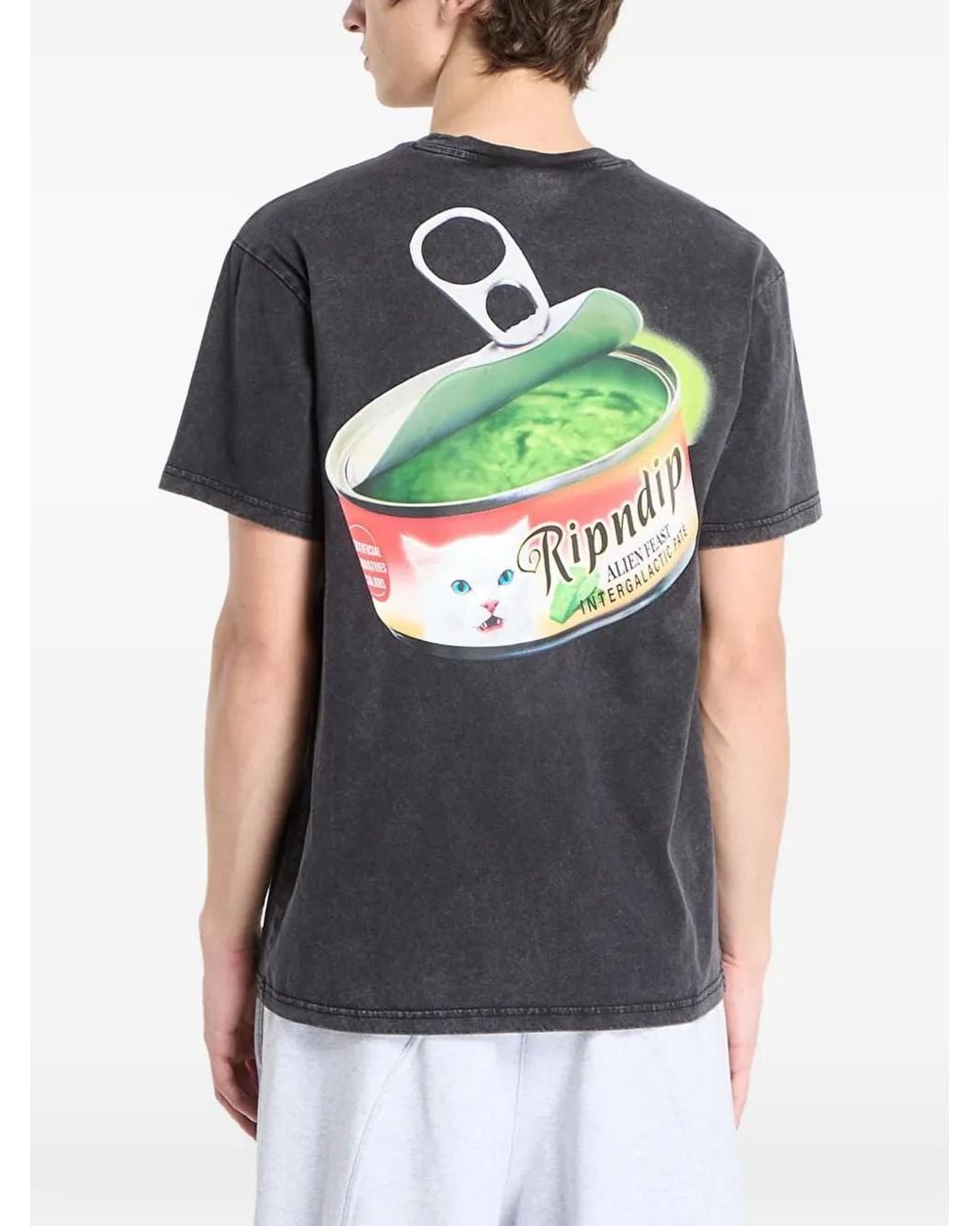 RIPNDIP Black Gourmet Cat Food T-Shirt for men