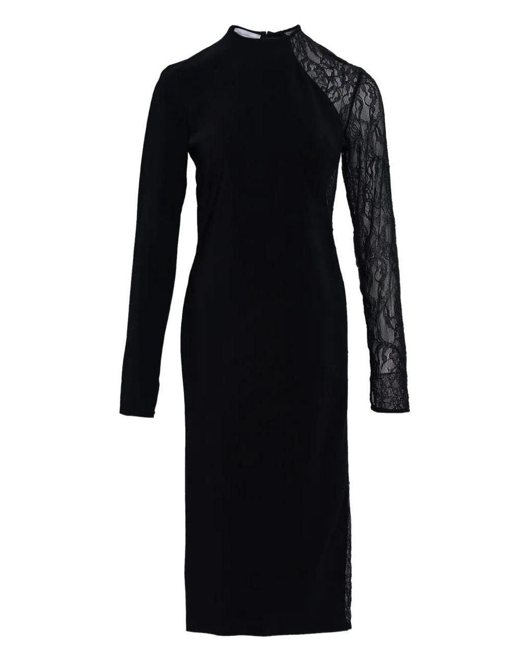 Stella McCartney Black Miracle Lace-Trim Crepe Midi Dress