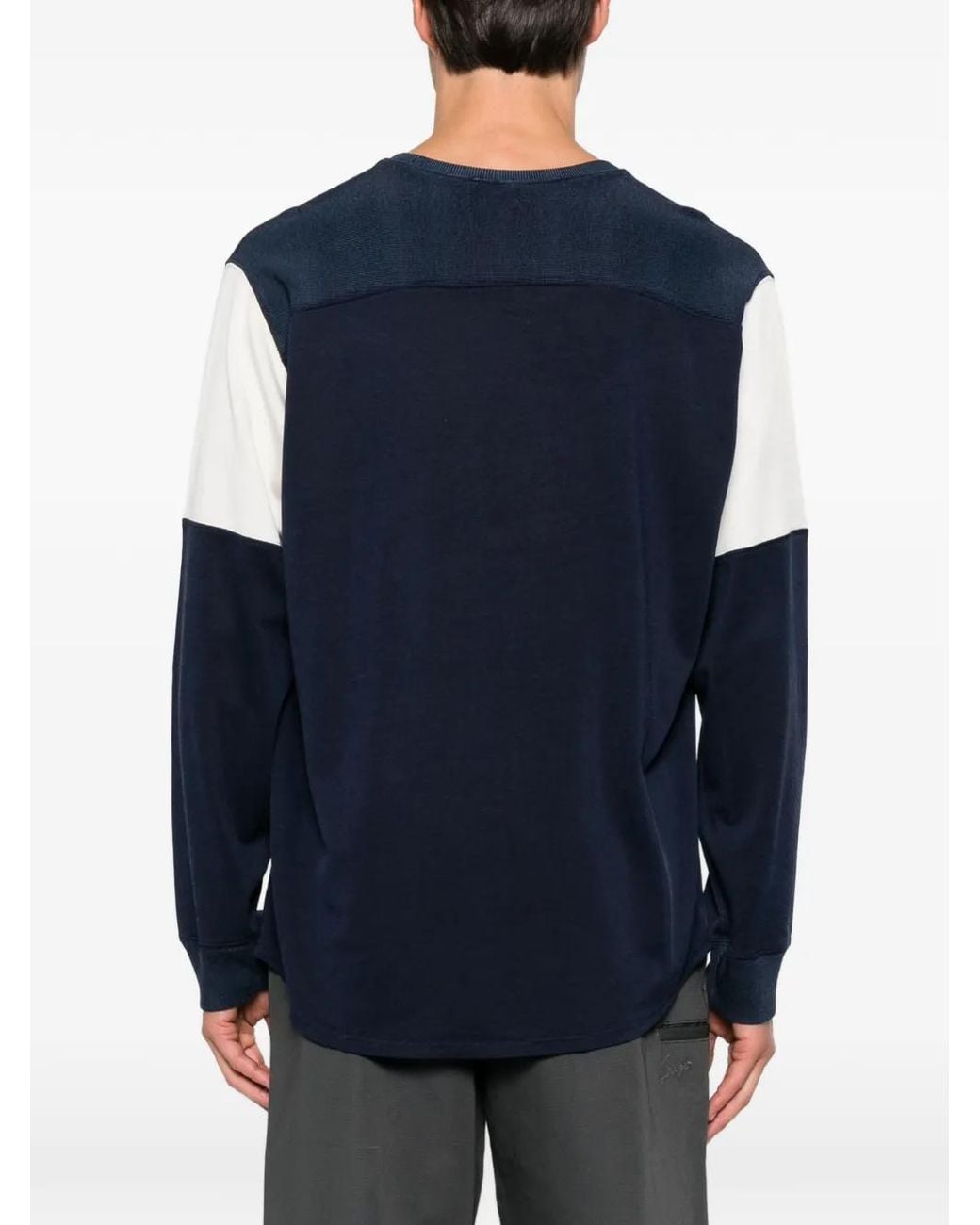 KENZO Blue Logo-Print Long-Sleeved T-Shirt for men