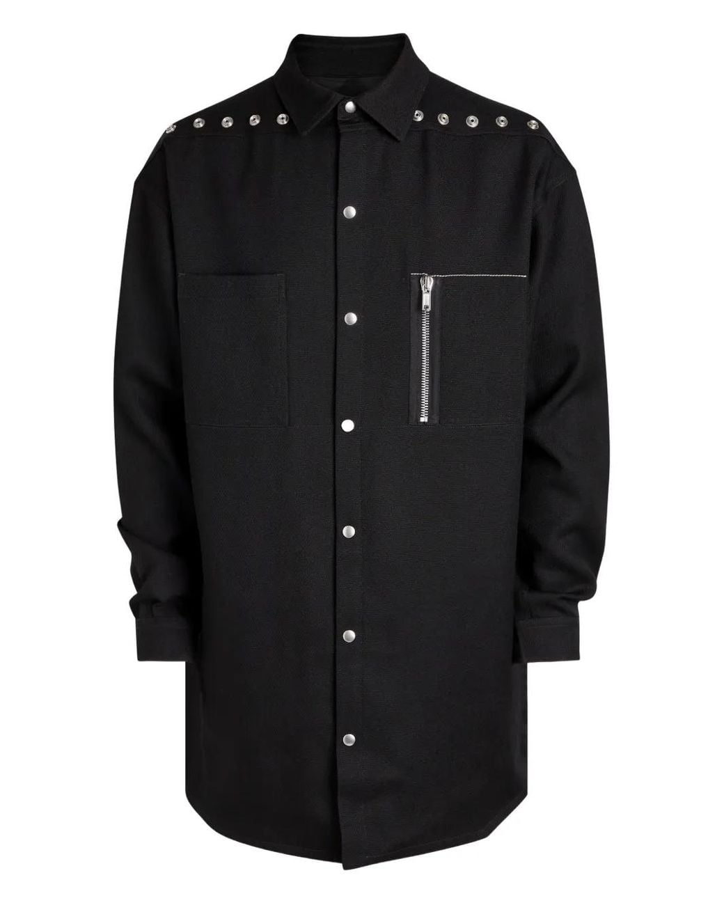 Rick Owens Black Studded Zip-Detail Shirt for men