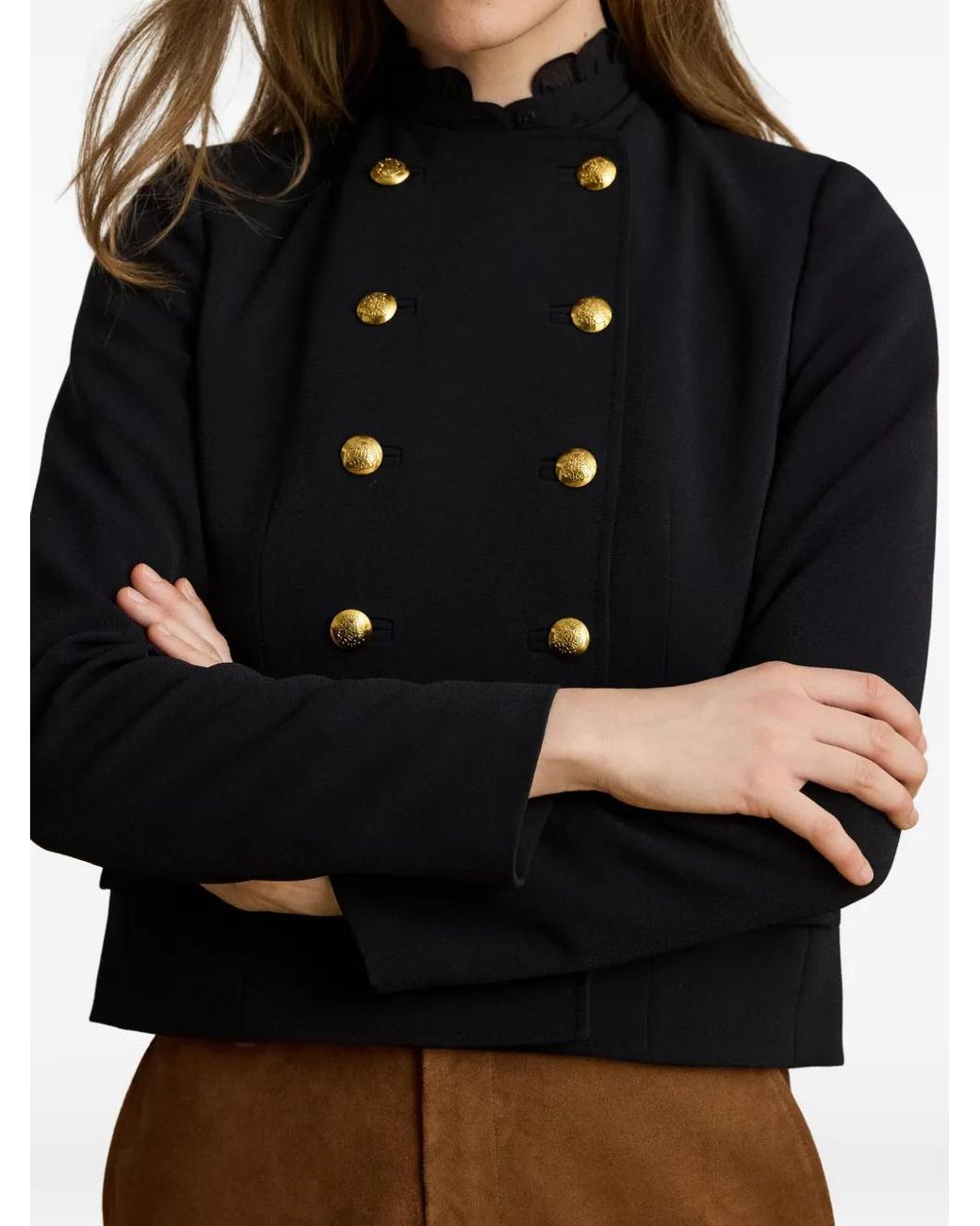 Ralph Lauren Black Double-Breasted Sablé Crepe Jacket