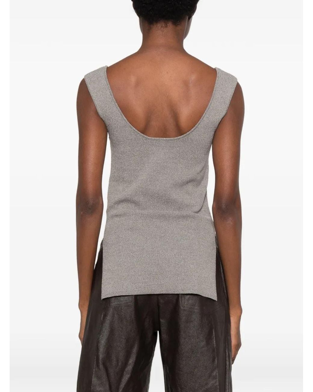 Rohe Gray Ribbed Side-Slit Top